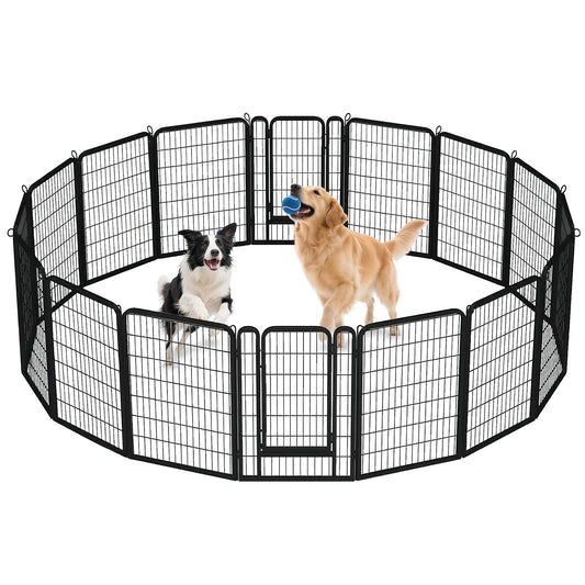 Foldable Dog Playpen With Door Outdoor Indoor Heavy Duty Fence