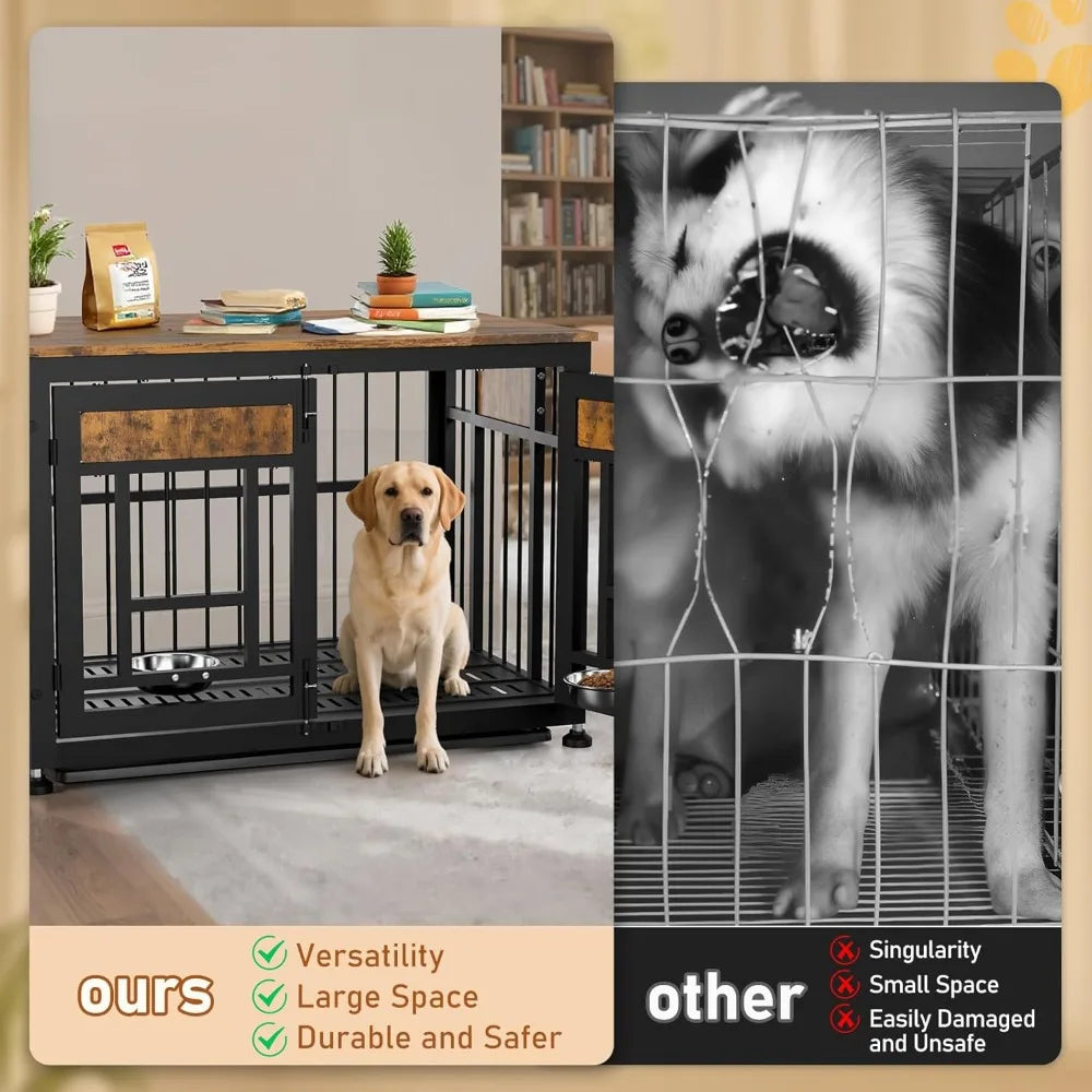 48 Inch Heavy Duty Dog Crate Furniture for Large Dogs, Decorative Pet House End Table, Extra Large Wooden Cage Kennel Furniture