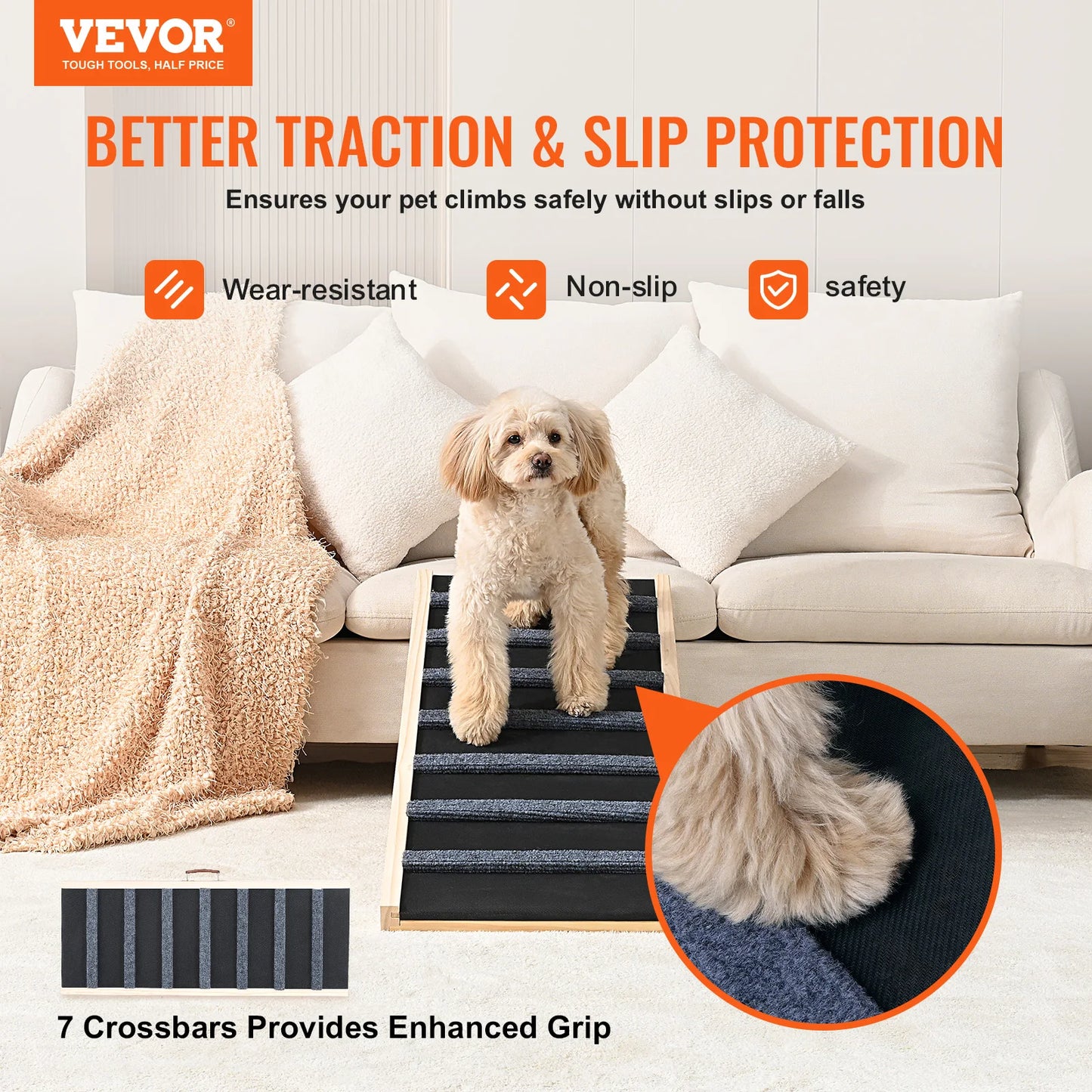 VEVOR Adjustable Folding Dog Ramp for Easy Pet Access