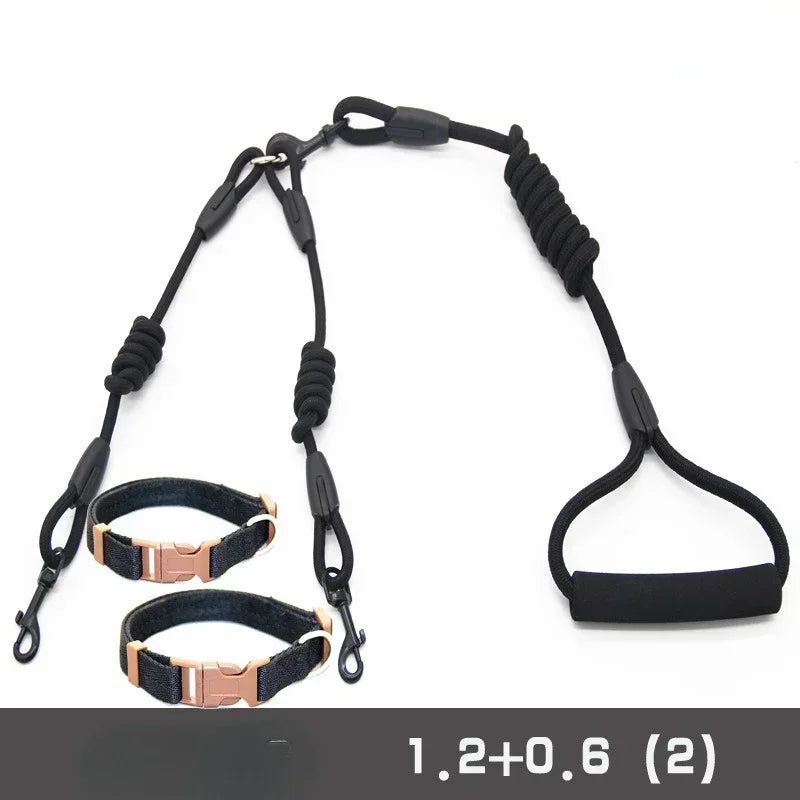 Double Dog Leash Coupler For Small Pets Nylon Black