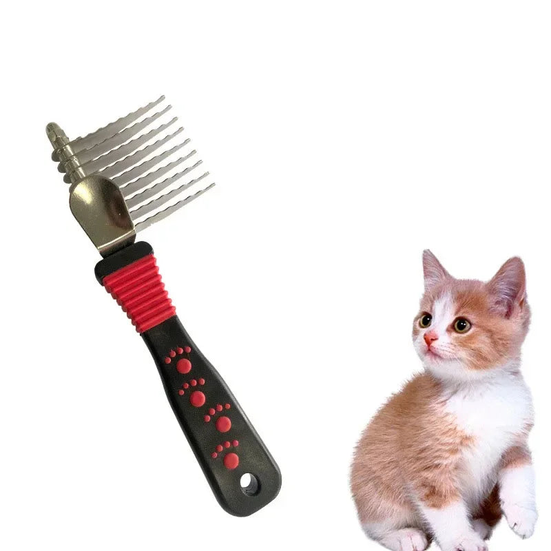 Pet Dematting Fur Rake Comb Brush Tool - Dog and Cat Comb for Detangling Matted or Knotted Undercoat Hair，Dog Grooming Brush