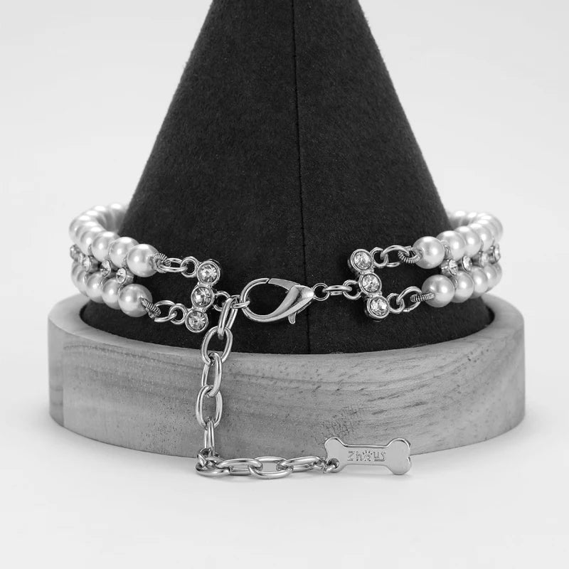 Luxury Pearl Rhinestone Pet Collar Necklace for Cats and Dogs