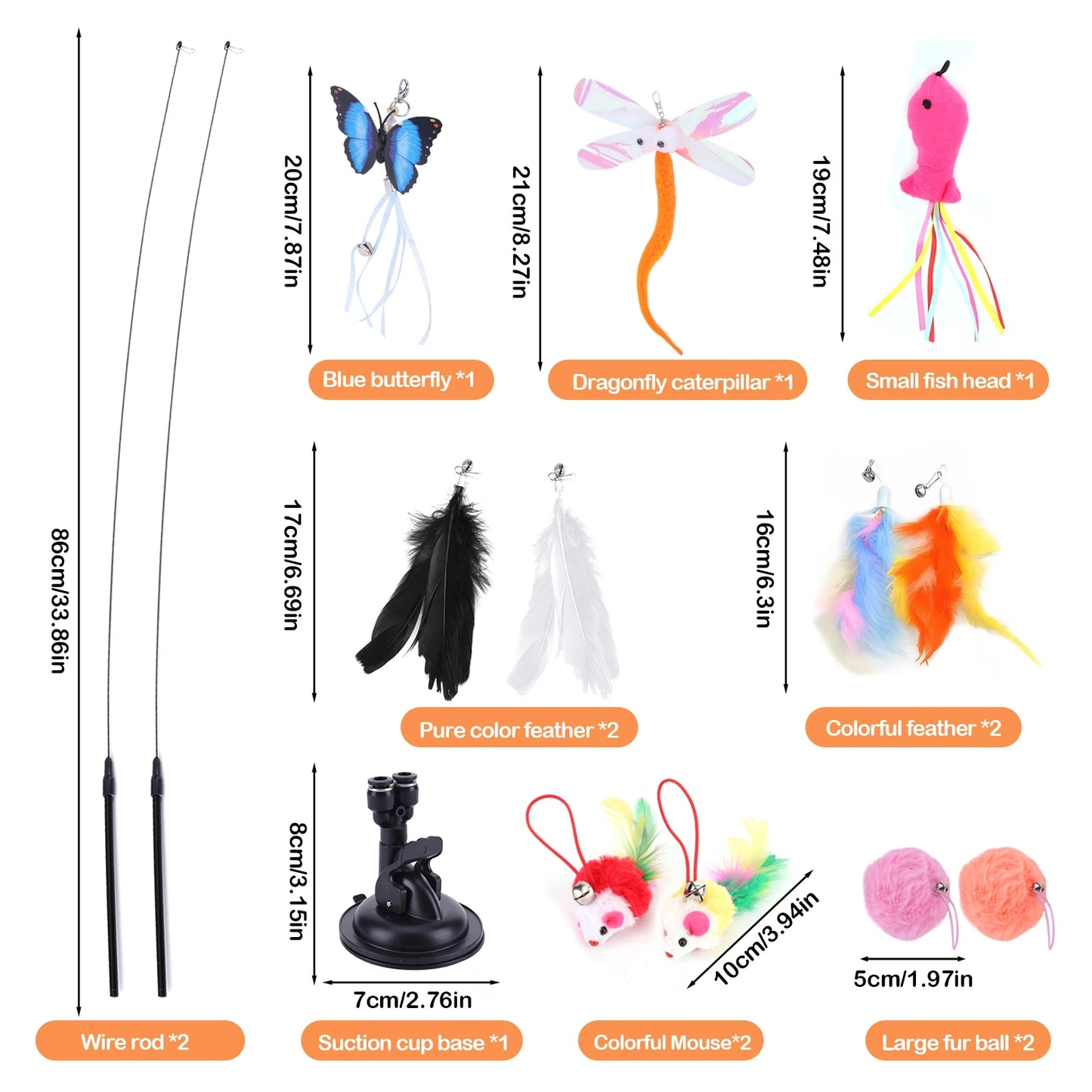 Pet Cat Teaser Toy Set With Suction Cup For Training