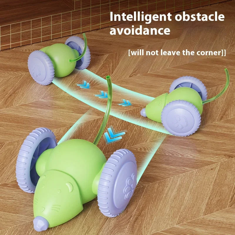 Electric Mouse Car Cat Toy Interactive Rechargeable Obstacle Avoidance