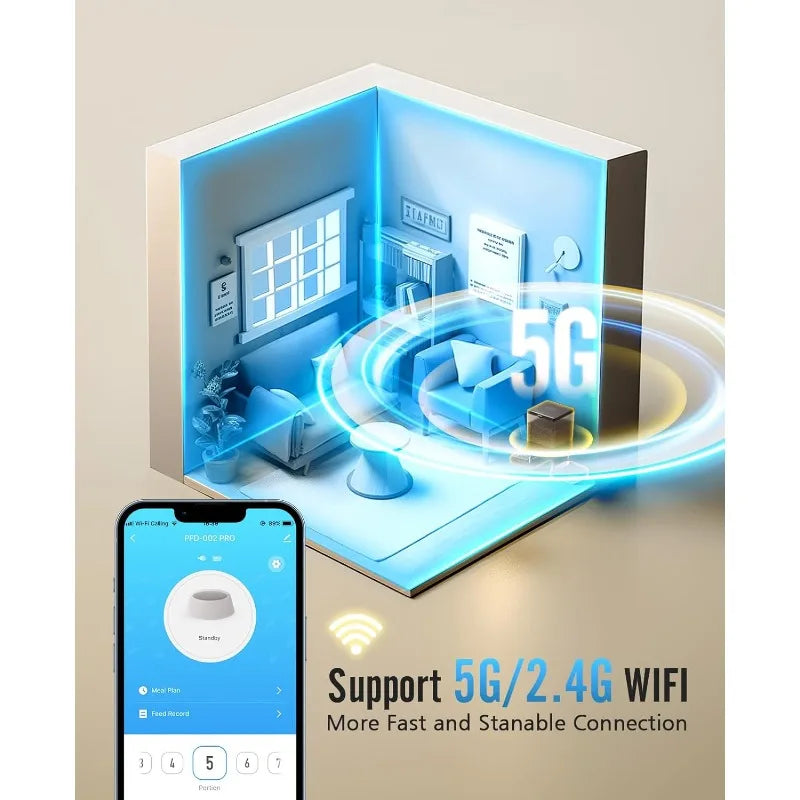 Automatic Cat Feeder with 5G WiFi for Two Small Pets