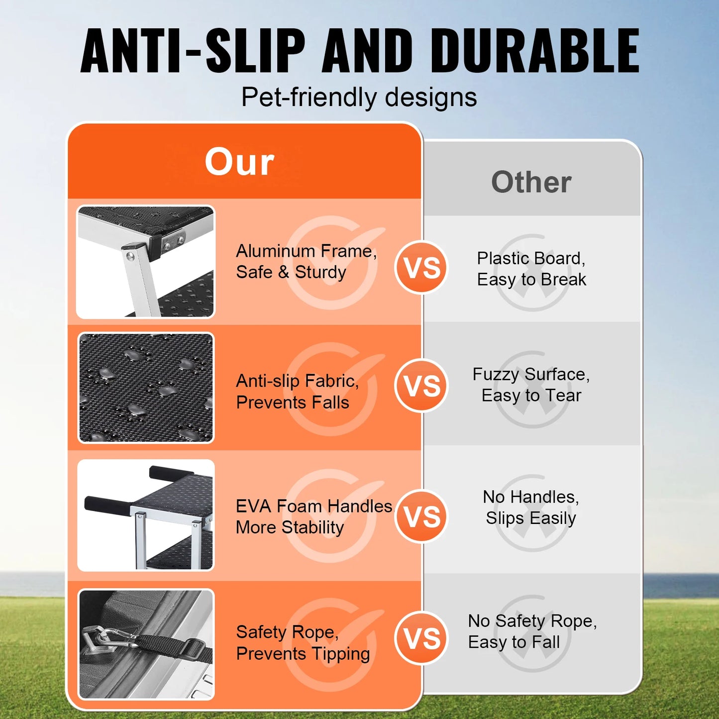 SucceBuy Car Dog Stair Folding Portable Pet Steps Aluminum