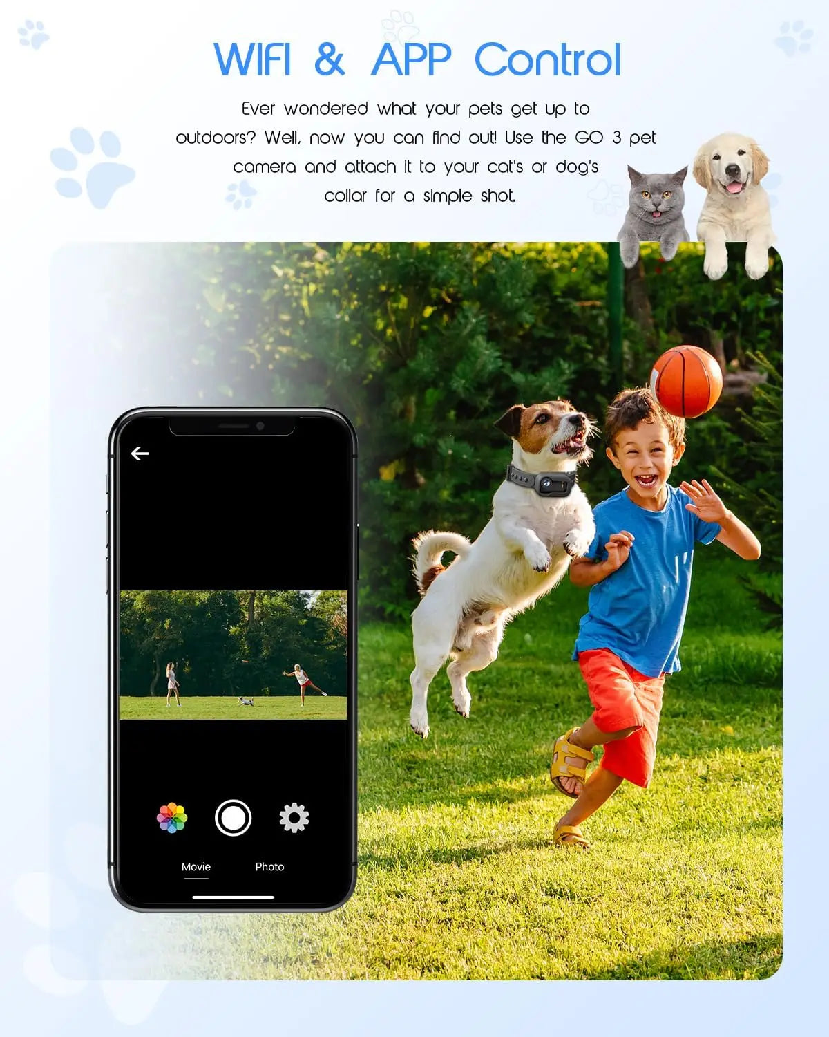 4K Cat Collar Camera with HD WiFi and 64GB SD Card