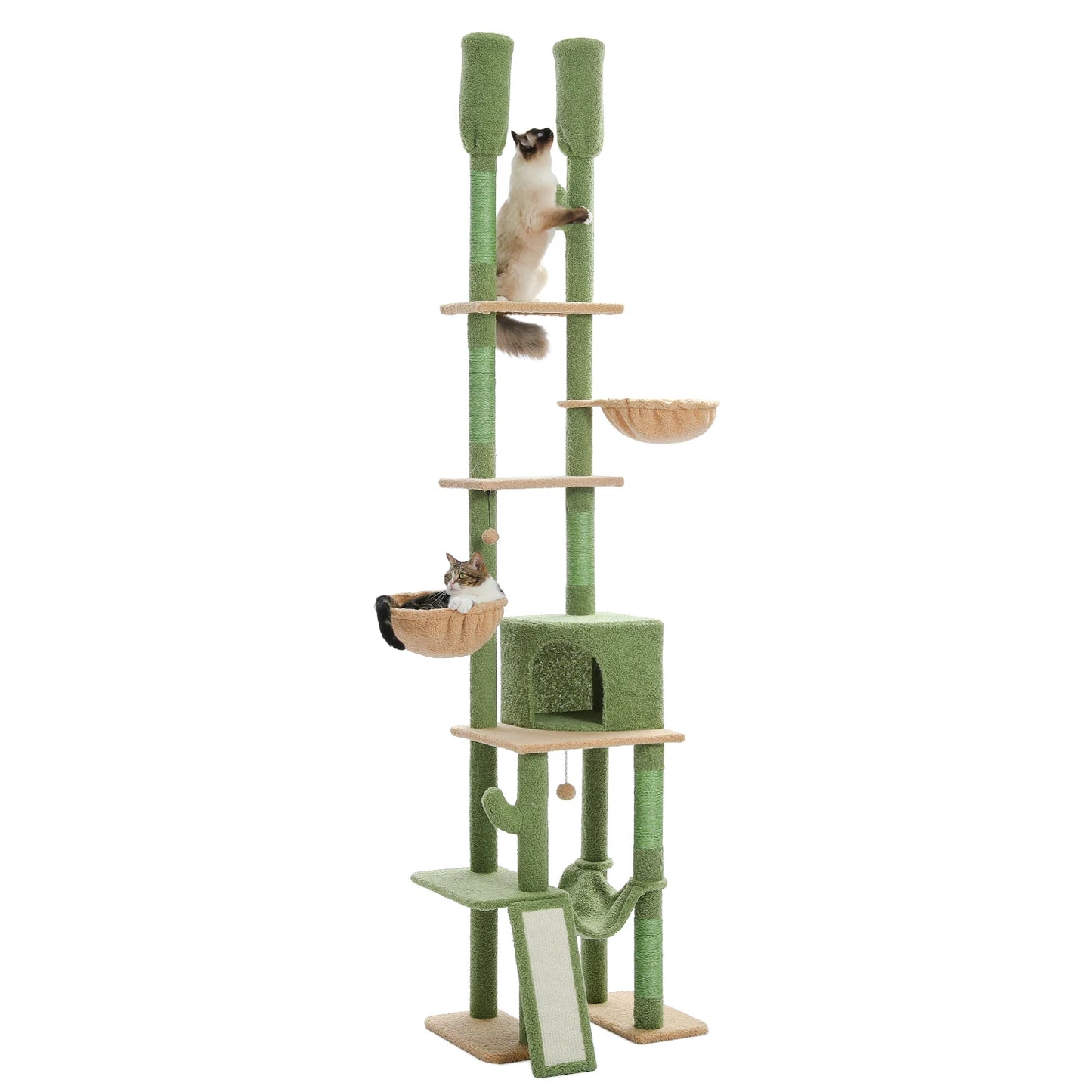 Cactus Cat Tree Tower With Cozy Hammocks And Seven Tiers