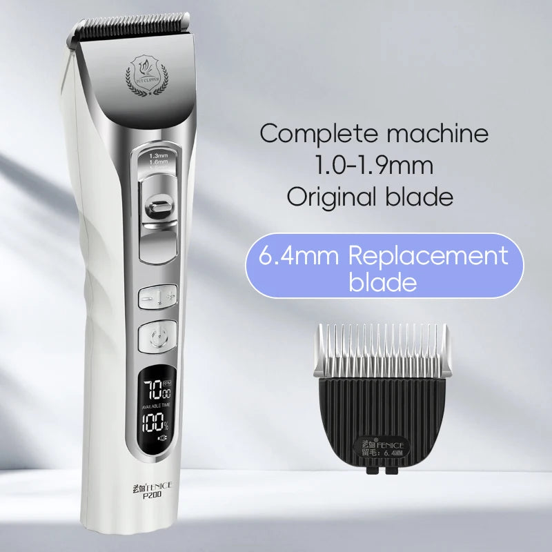 Fenice 5000mA Cordless Dog Grooming Clippers LCD Screen