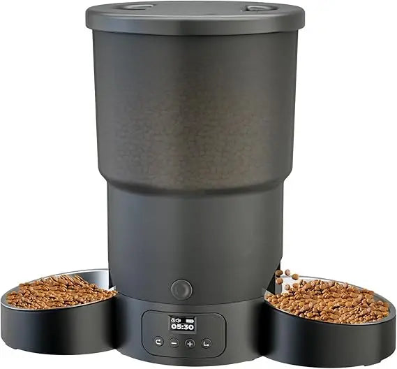 Automatic Cat Feeder 5L Programmable Dual Power For 2 Cats