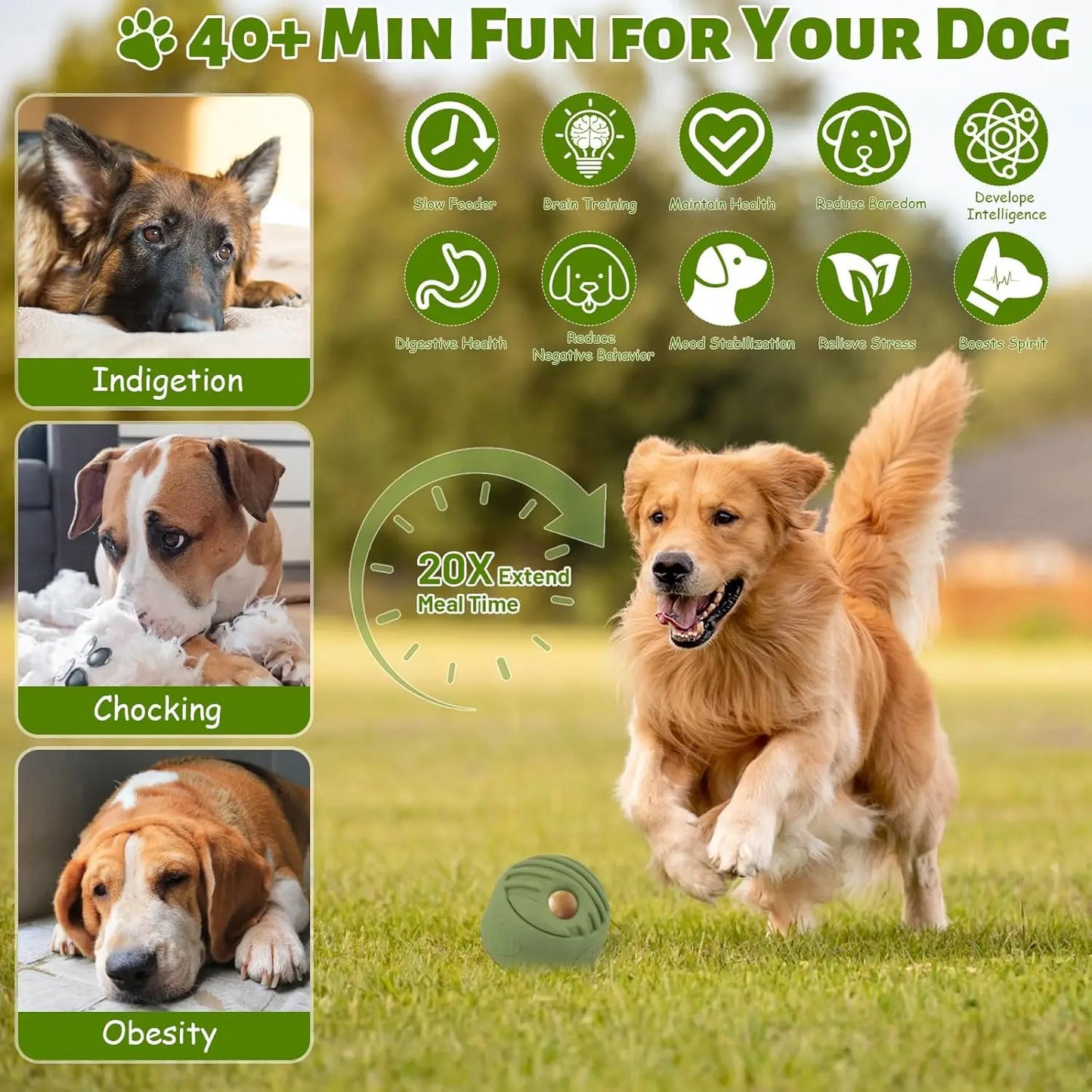 Durable Large Dog Toy 2 Pack Freezable Rubber Chew Mint