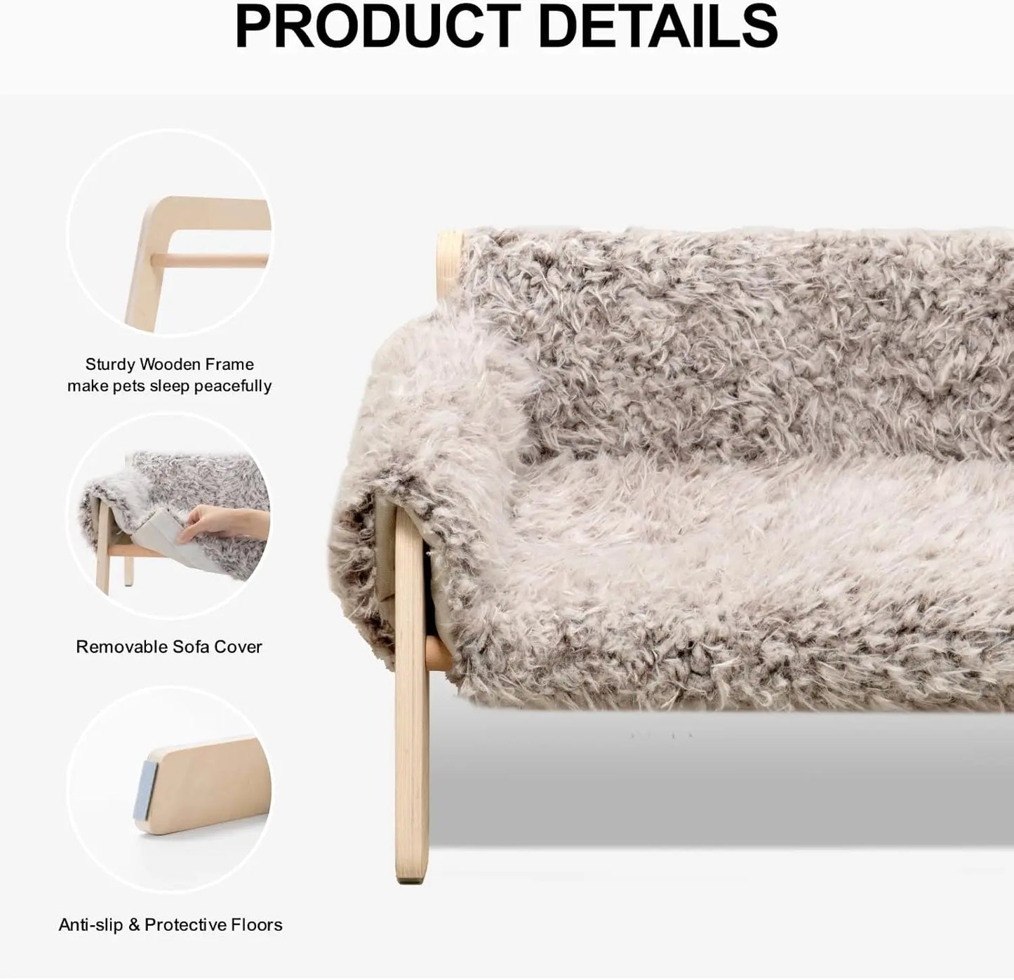 Mewoofun Large Soft Cat Bed with Removable Cover 56x45cm