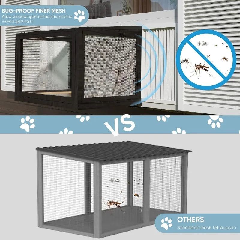 Cat Window Perch Catio With Bugproof Mesh Hung Frames