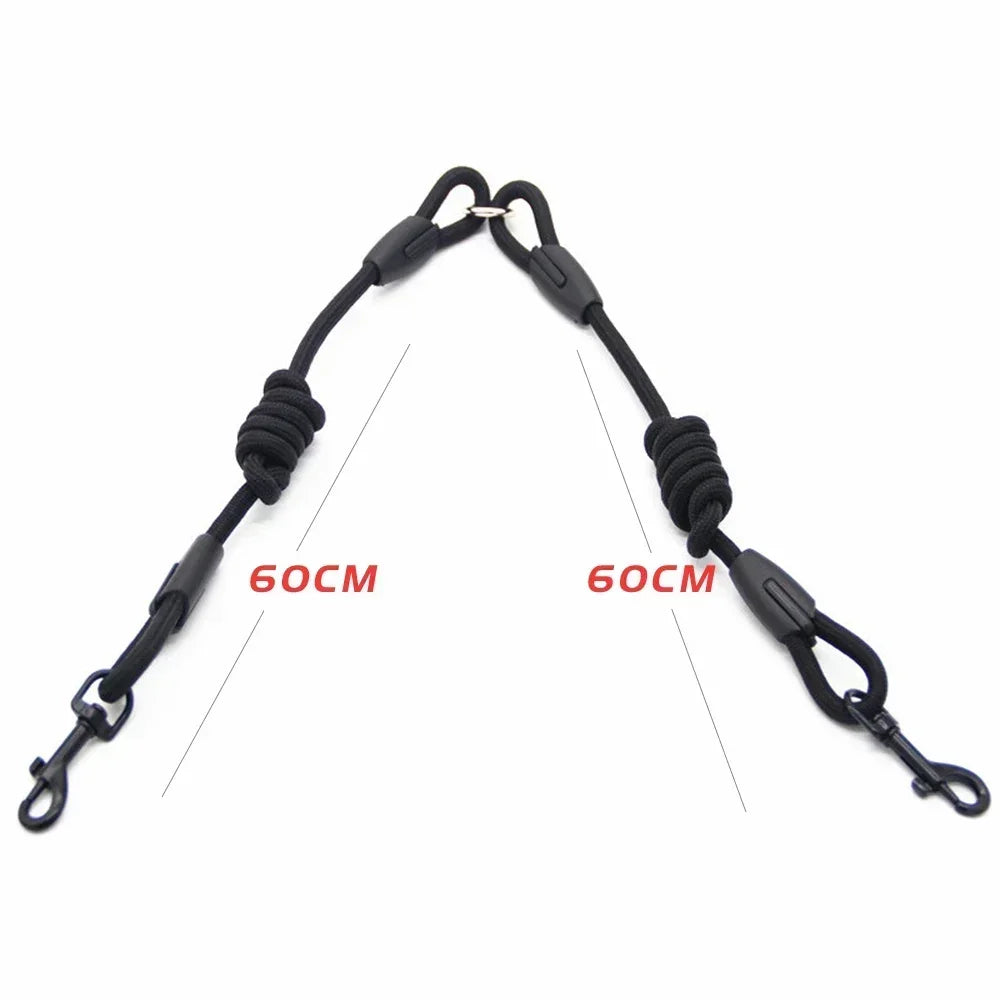 Double Dog Leash Coupler For Small Pets Nylon Black