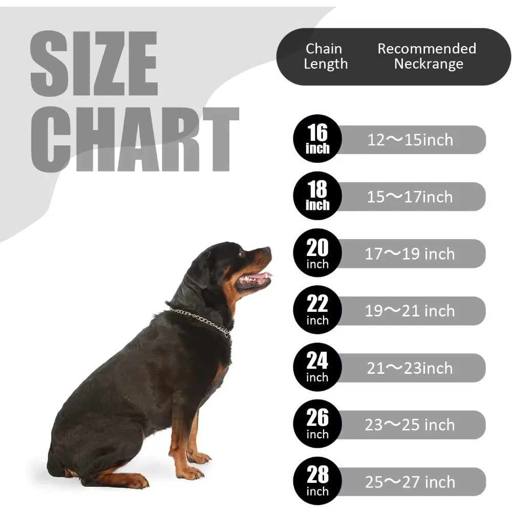 Dog Chain Collar, Metal Slip Collar, Heavy Duty Choke Collar, for Training, Control, Durable Steel Cuban Links, Avail, Gold, S