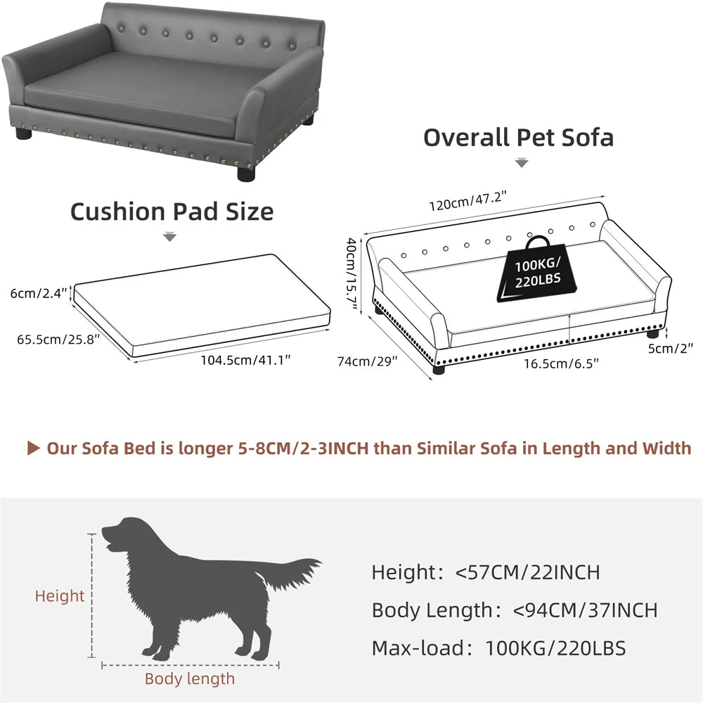 BORWARTC Heavy Duty Pet Sofa Bed Raised Dog And Cat Couch