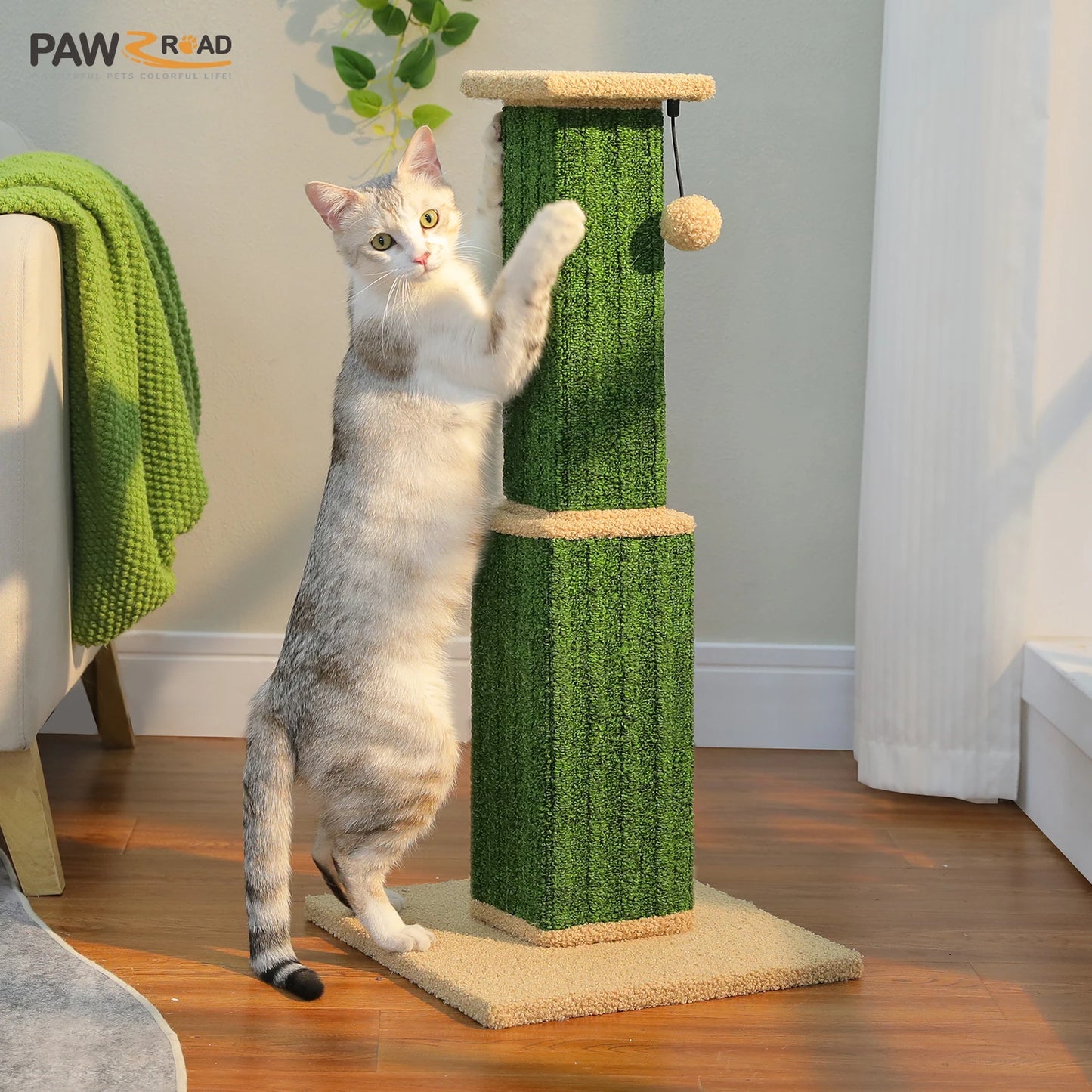 PAWZ Road Cat Scratching Post Indoor Scratcher With Sisal Dangling Ball Toy
