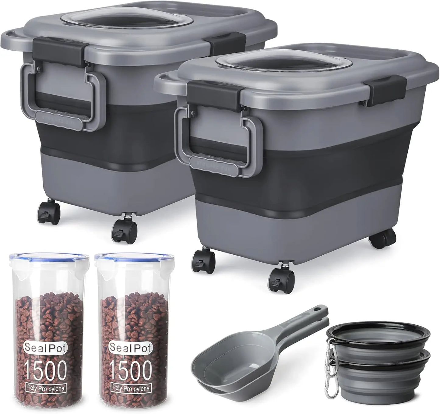 Airtight Dog Food Storage Container with Wheels and Handle