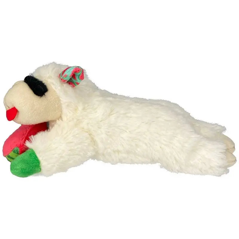Lamb Chop Plush Dog Toy with Watermelon 8 Inch Squeaky Soft Chew Toy for Puppy Small Medium Dogs Summer Pet Gift