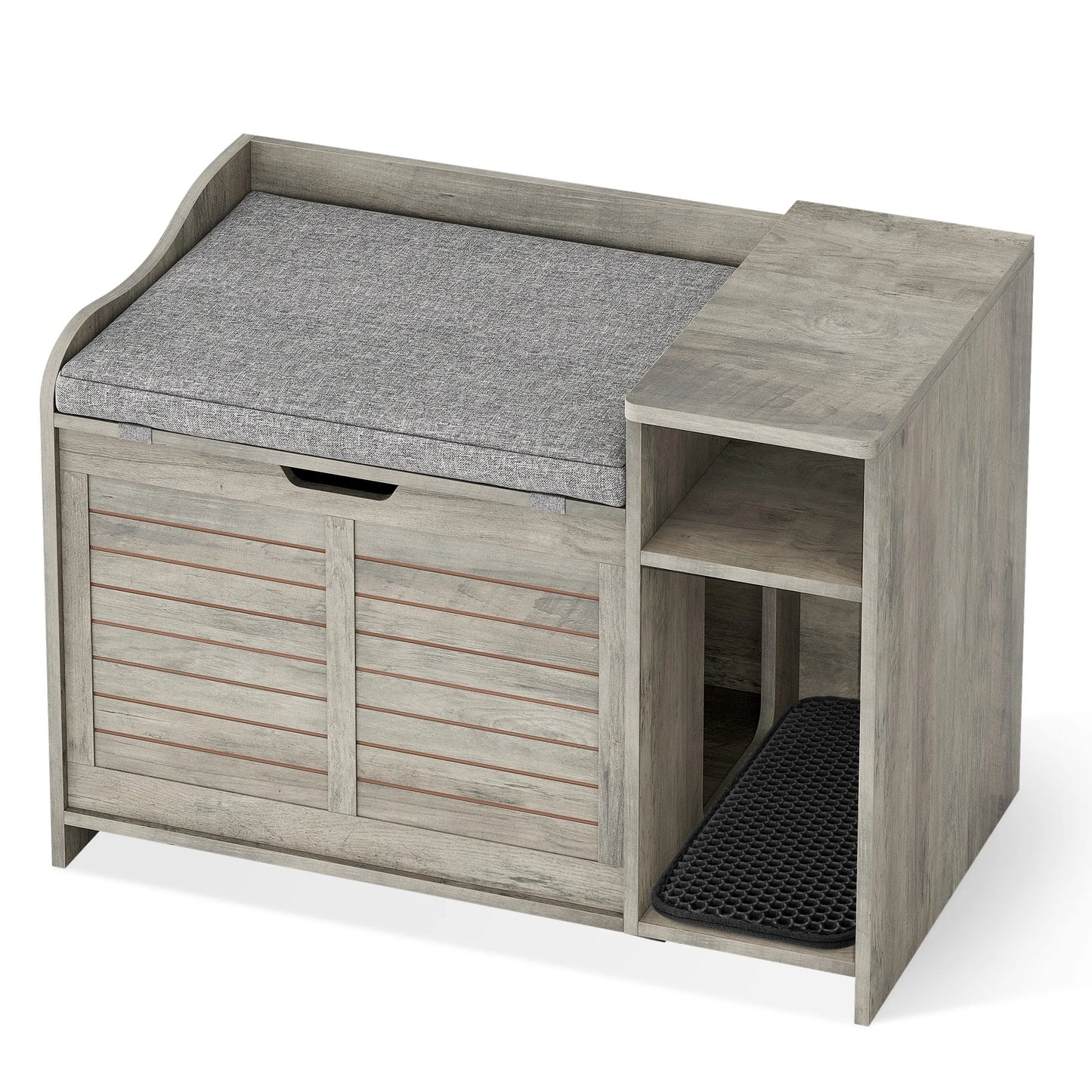 Wood Litter Box Enclosure For Cats With Scratch Pad