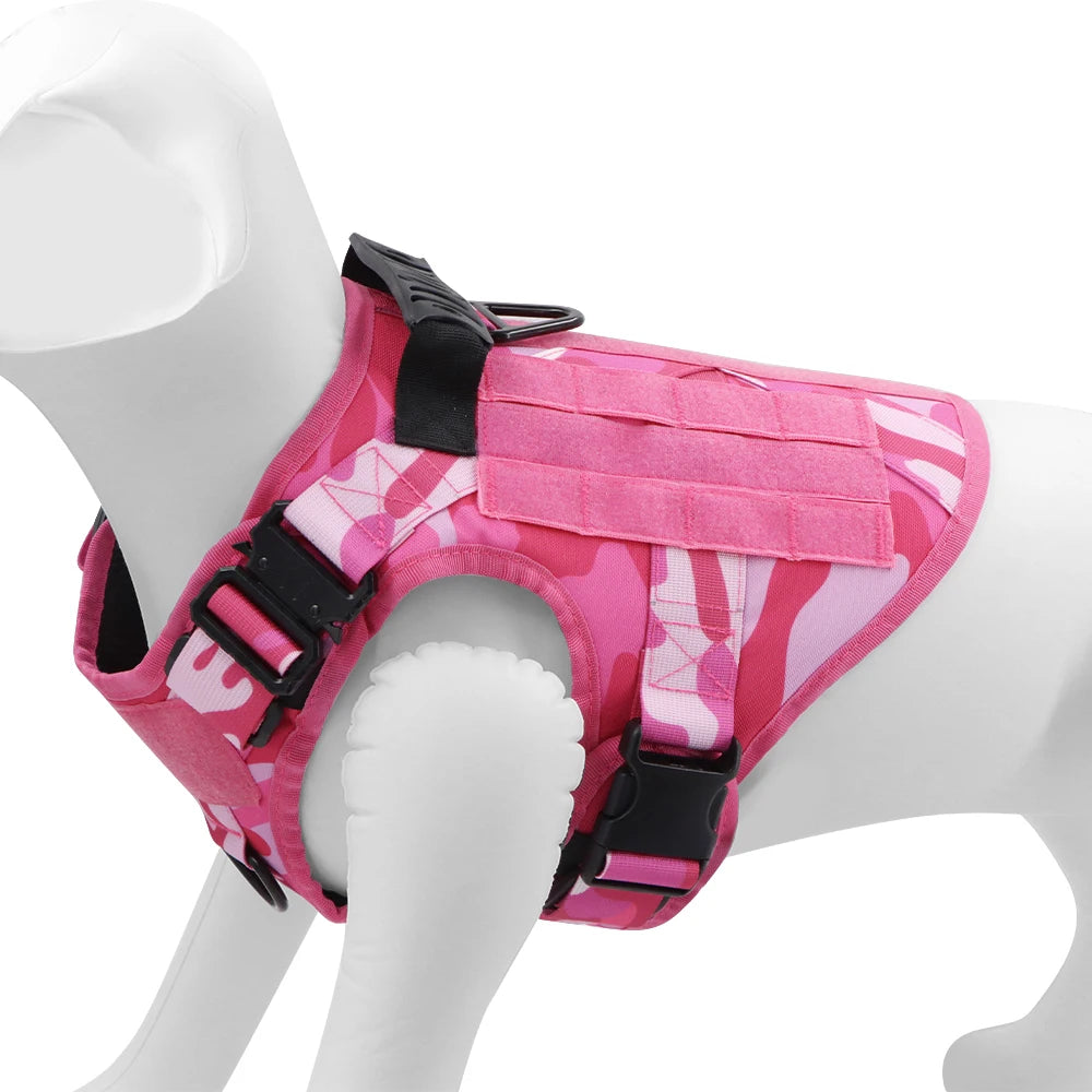 Military Pink Camouflage Harness for Medium to Large Dogs