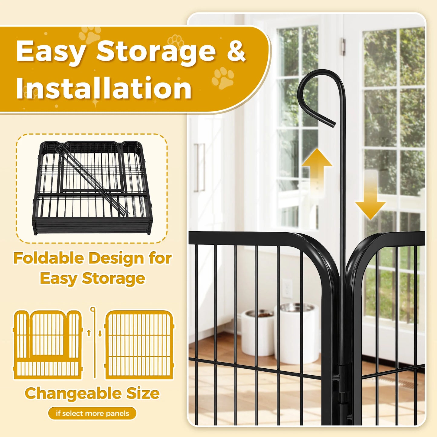 Foldable Dog Playpen With Door Outdoor Indoor Heavy Duty Fence