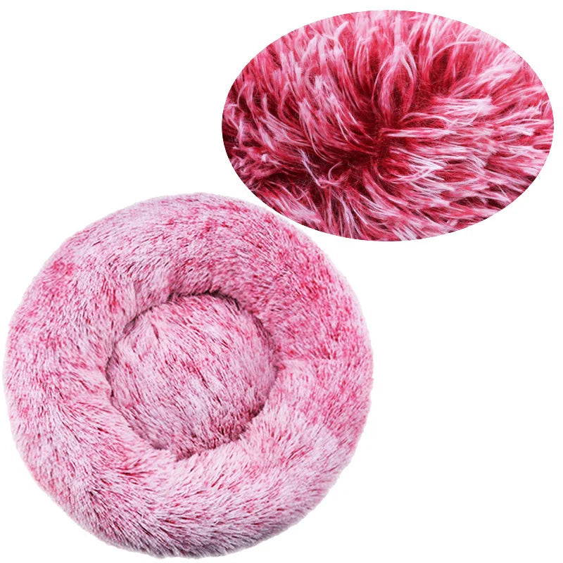 NONECN Round Plush Pet Bed Fleece Dog Cat Cozy Bed