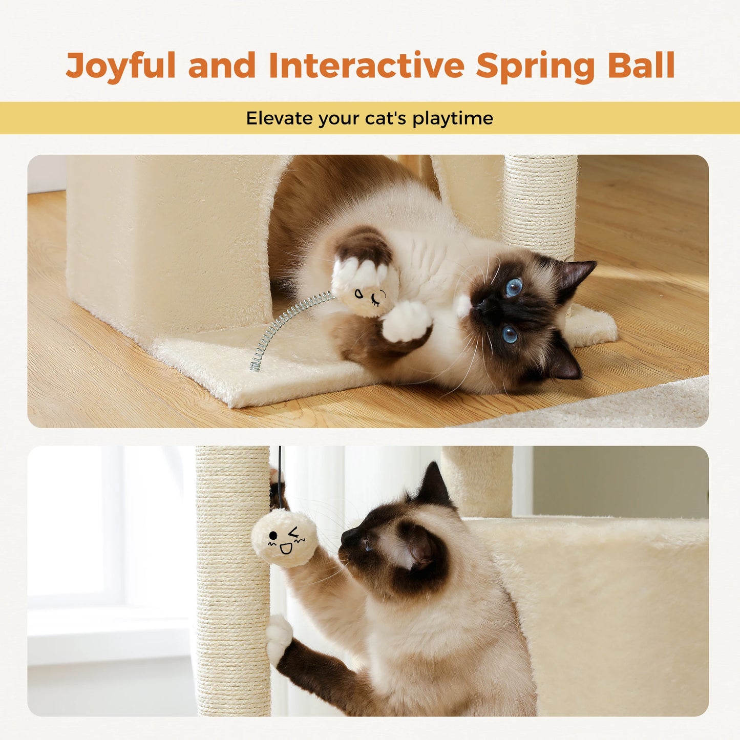PAWZ Road Cat Tree Tower With Top Perch Interactive Ball