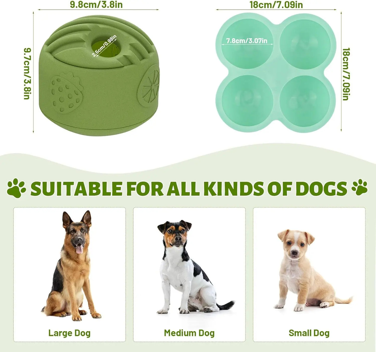 Durable Large Dog Toy 2 Pack Freezable Rubber Chew Mint