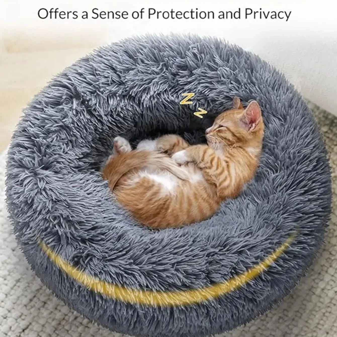 NONECN Round Plush Pet Bed Fleece Dog Cat Cozy Bed