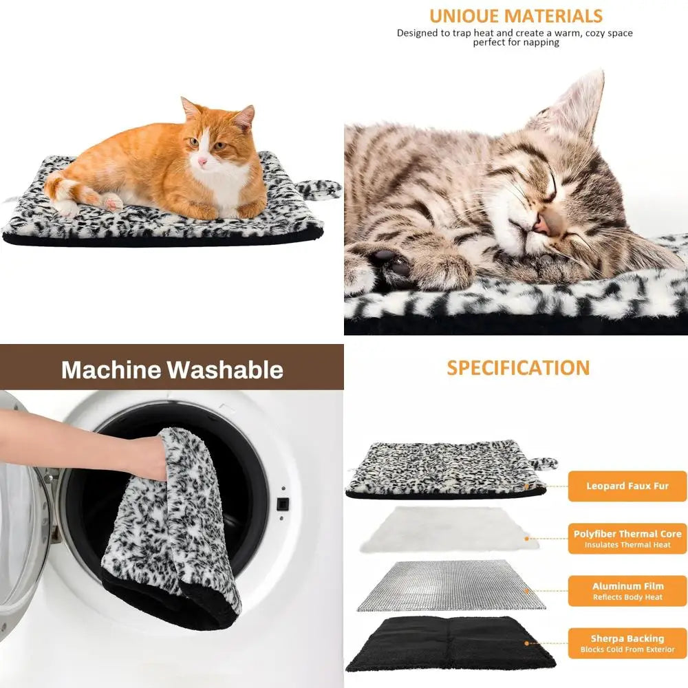 Self Warming Cat Bed Pad, Pet Warming Bed and Self Heating Pad for Indoor & Outdoor Cat Houses and Small Dogs, Non-Electric Pet