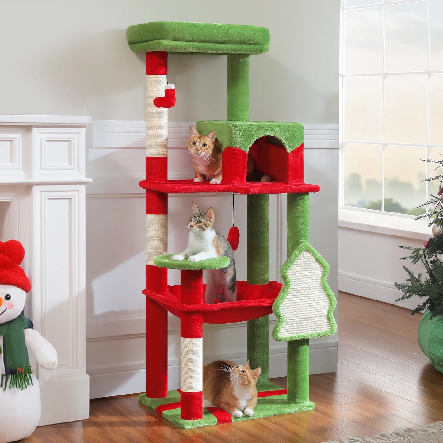 PAWZ Road Christmas Cat Tree Indoor Multi Level Tall Cat Tower Scratching Post