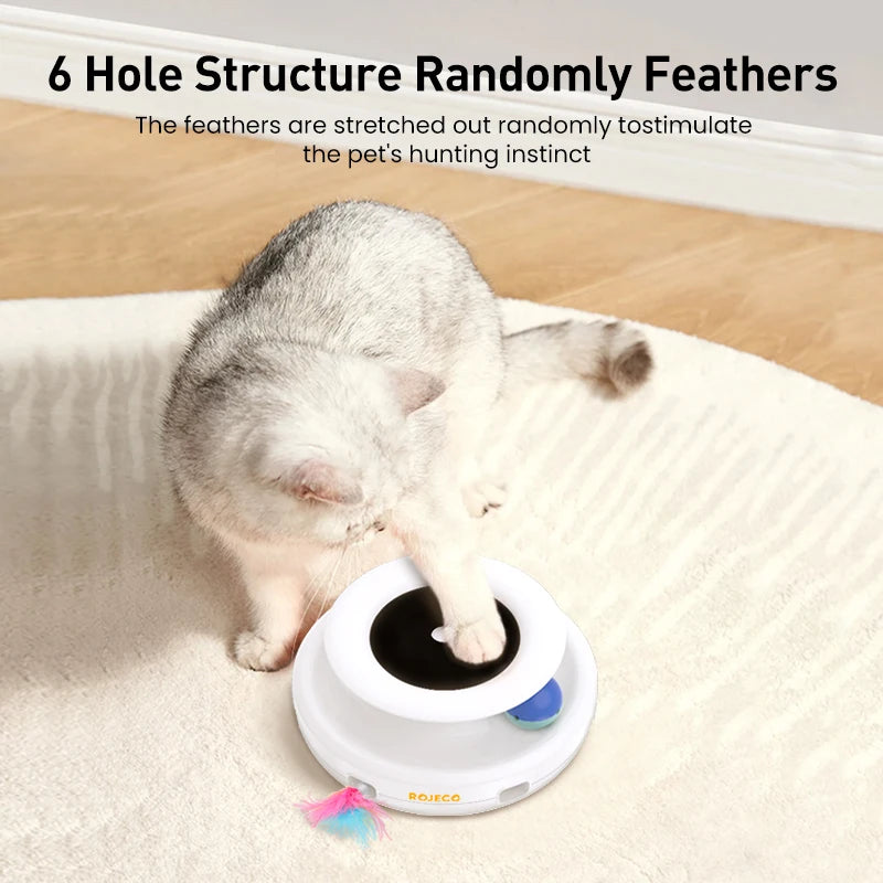 ROJECO 2-in-1 Cat Teaser Toy With Interactive Feather Ball