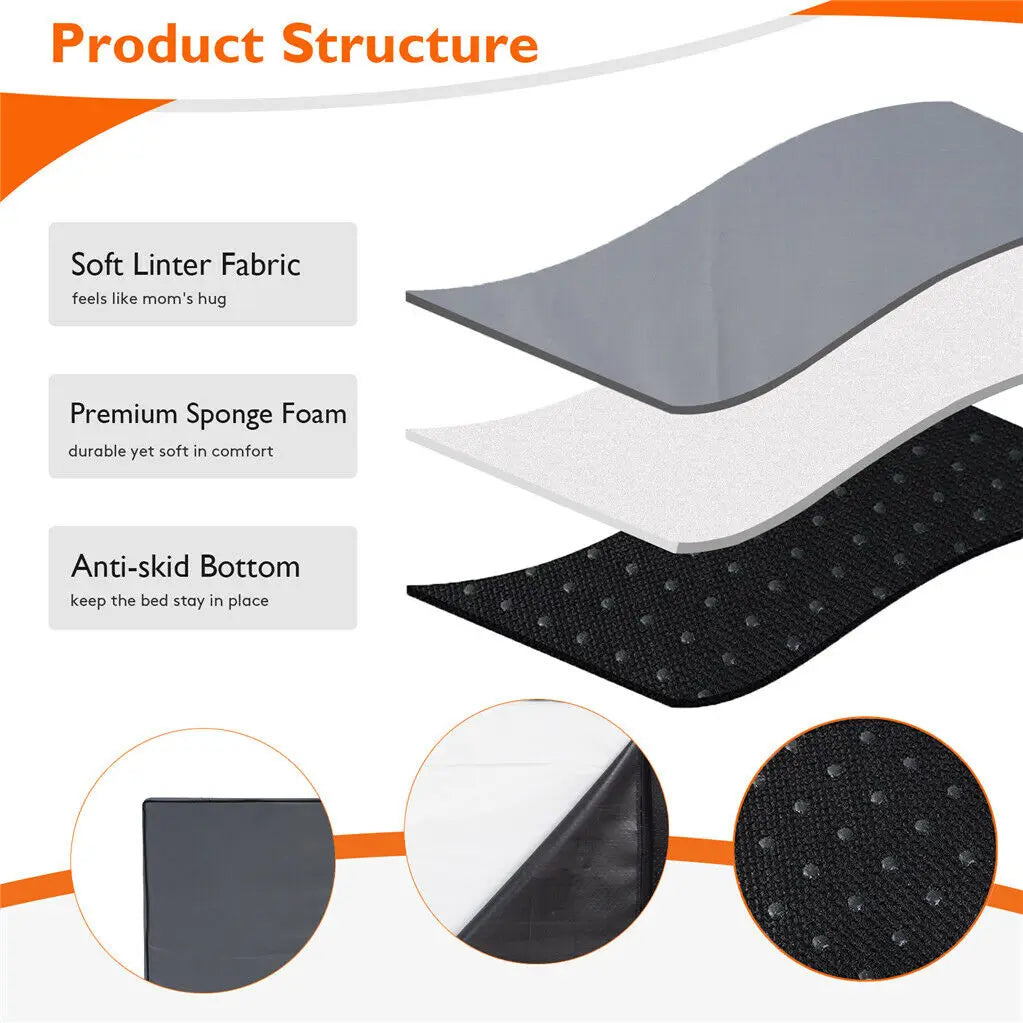 Jumbo Orthopedic Dog Bed With Memory Foam Washable Cover