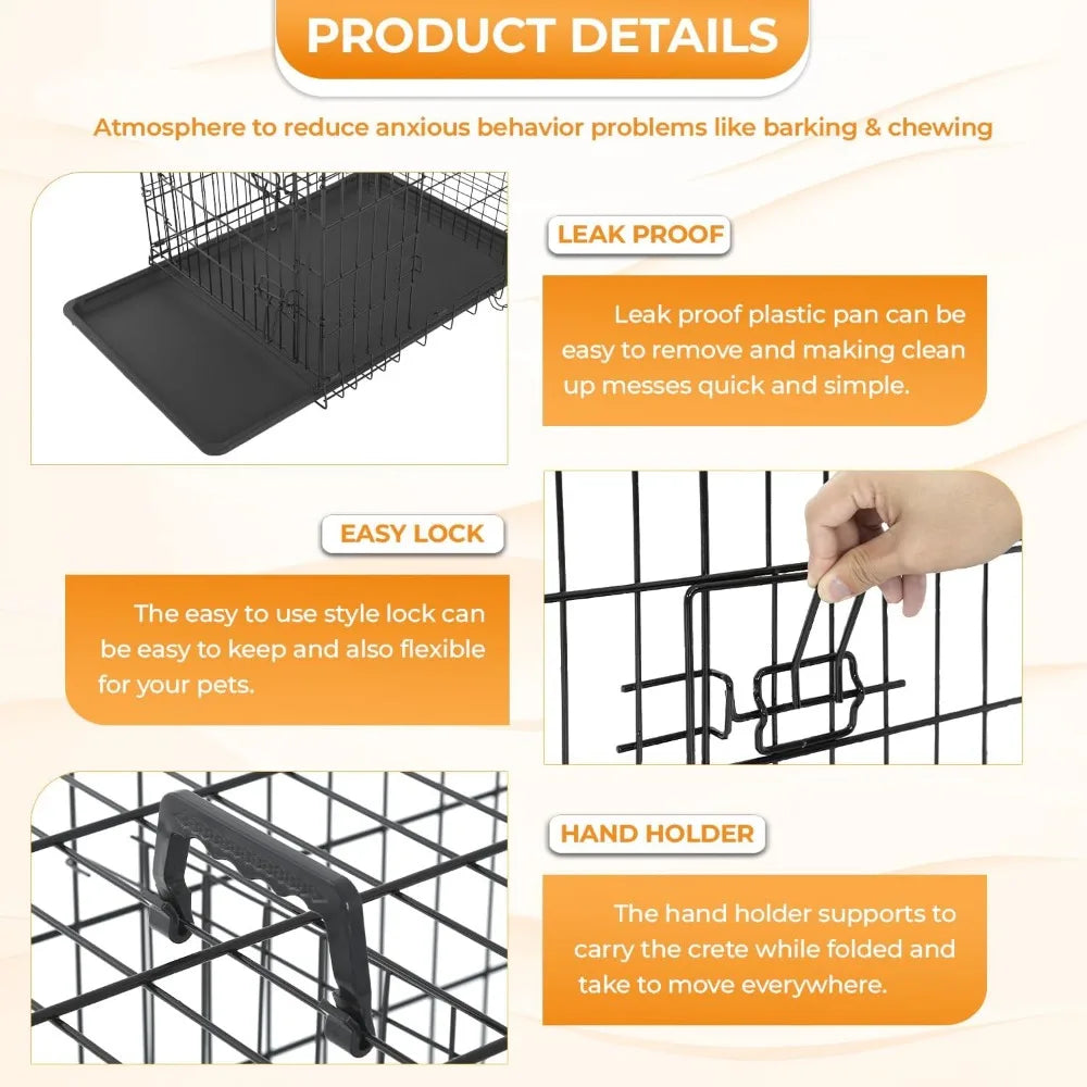 Large Dog Crate Kennel Double-Door Folding Playpen
